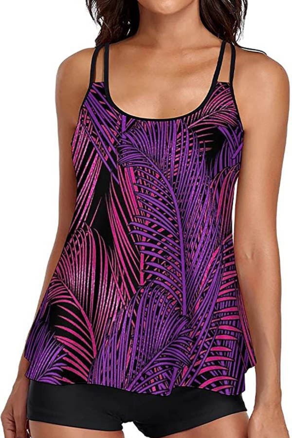 The model is wearing a tankini sold on Amazon.