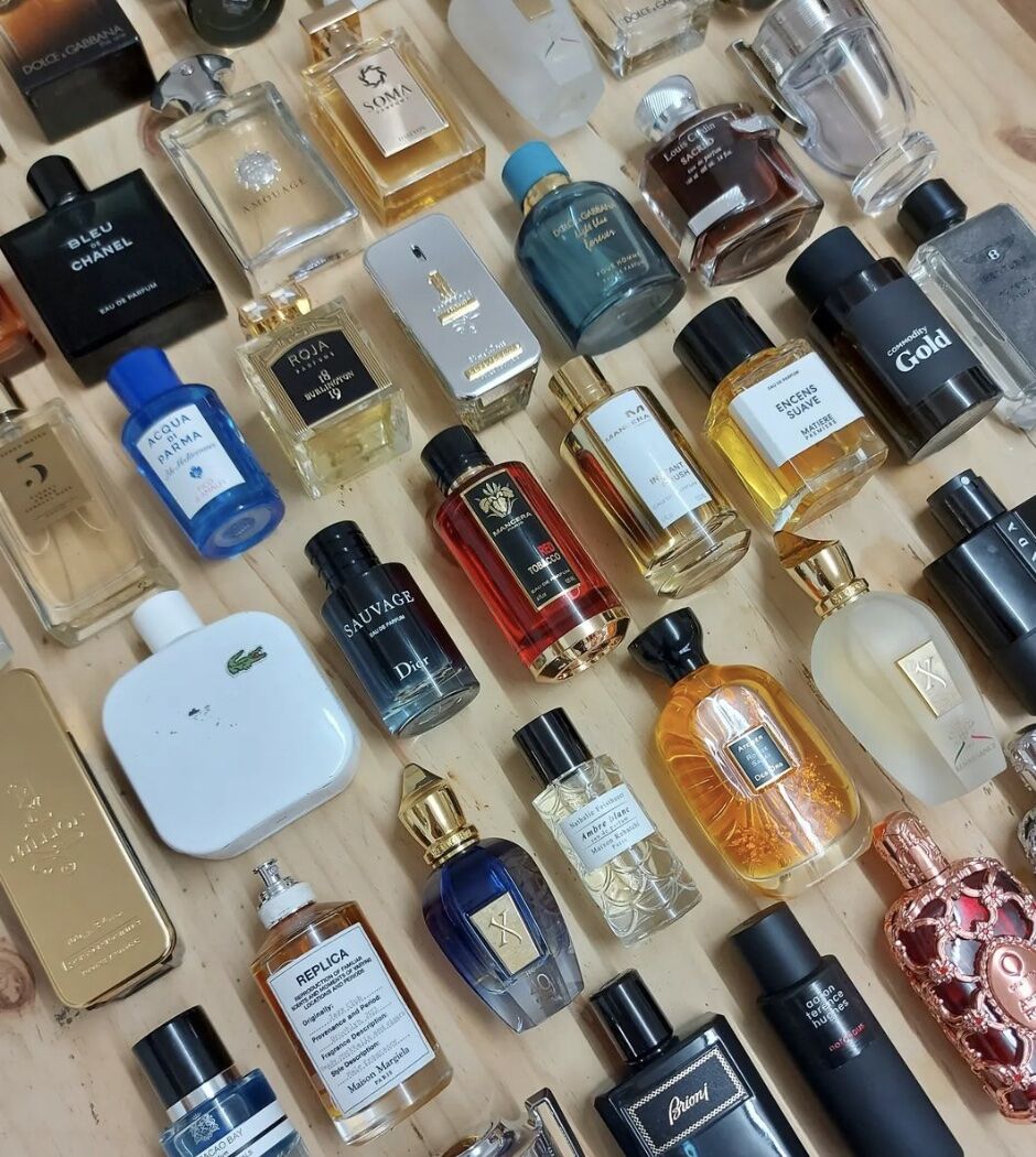 flat lay of cologne 