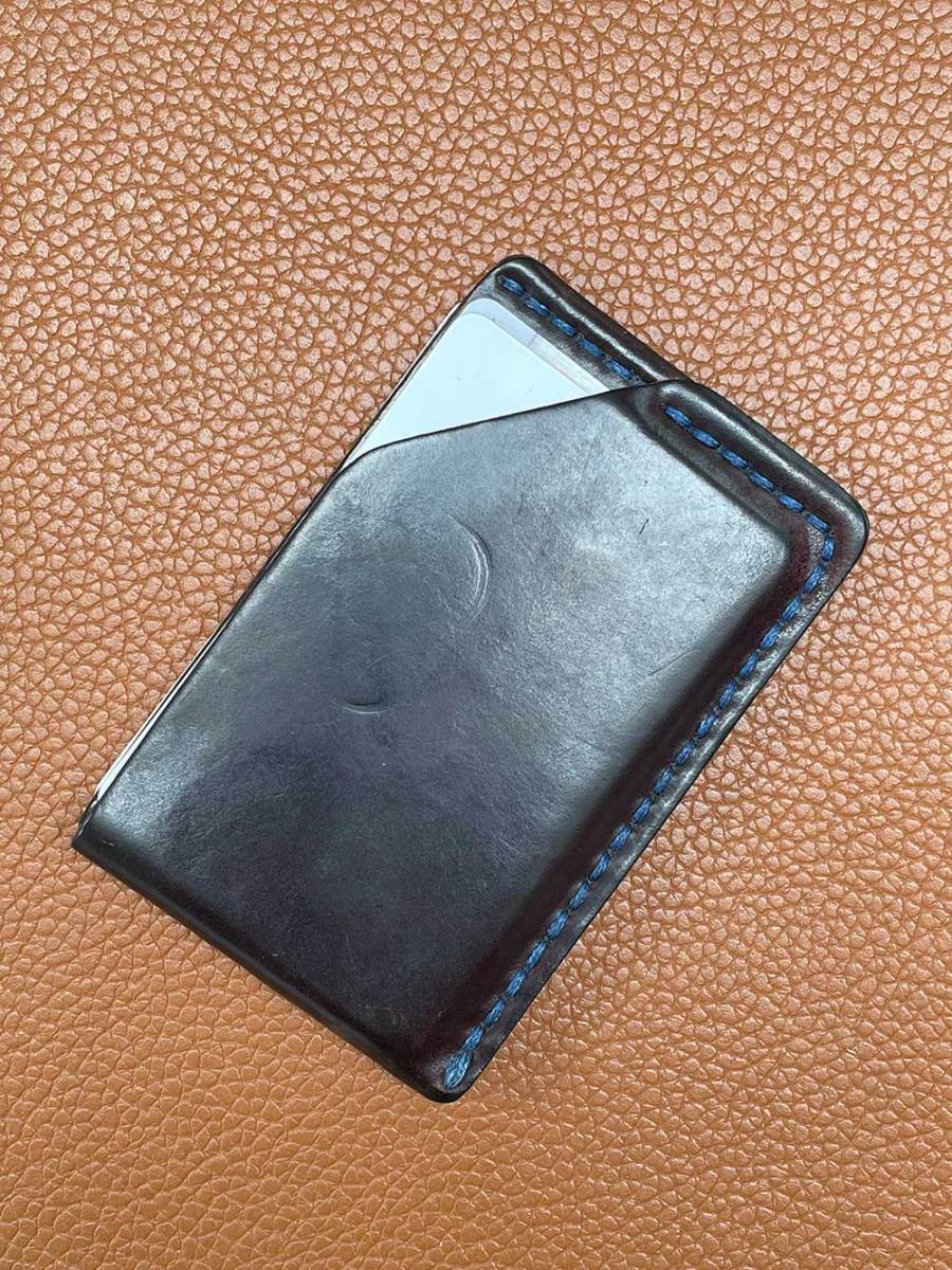 Shell cordovan card case wallet