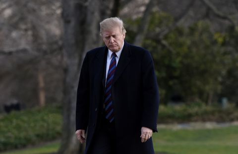 WASHINGTON, DC - February 8, 2019 - US President Donald Trump returns to the White House after undergoing his annual physical at the Walter Reed National Military Medical Center on February 8, 2019 in Washington, DC.