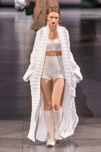 White Knitted Coat Dolce & Gabbana Fall Winter 2020