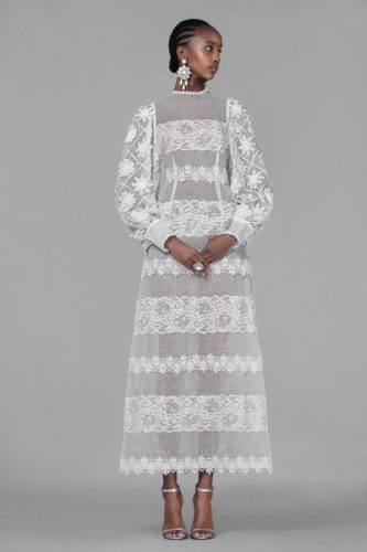 White Lace Dress Andrew Gn Spring-Summer 2021 Ready-to-Wear
