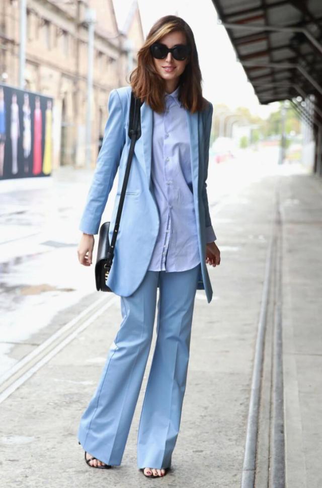 casual blue pantsuits for women