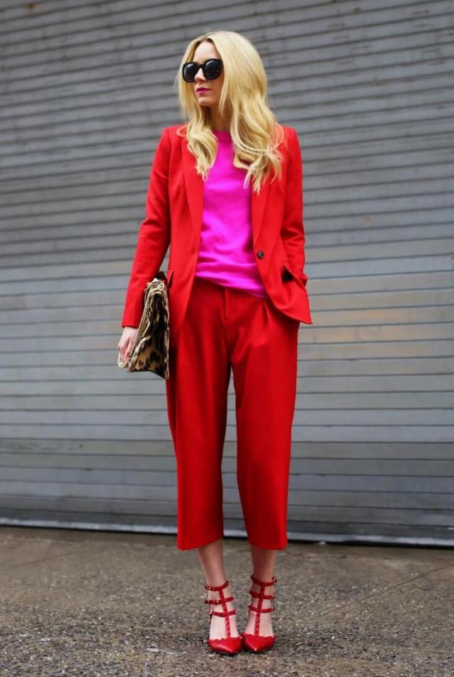 red pant suits for women