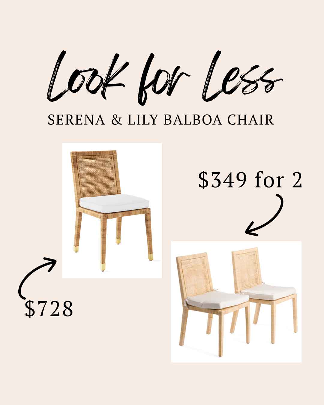 Serena & Lily Balboa Woven Rattan Dining Chair, Cushion Look, TJMAXX