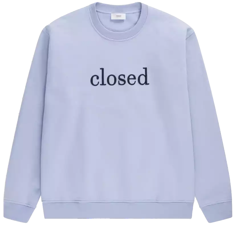 closed embroidered crew neck